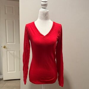 Mossimo Supply Co. Red Long Sleeve V-Neck Top